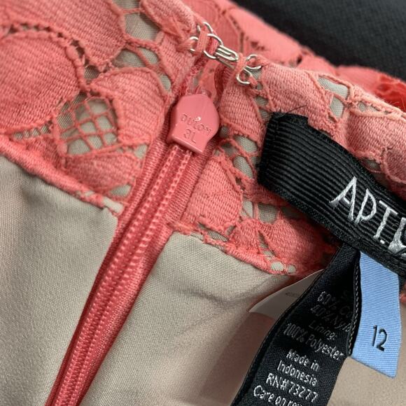 Apt 9 Full Lace Ombre Short Pencil Skirt Size 12 Womens Tangerine Orange Bright - Picture 5 of 8